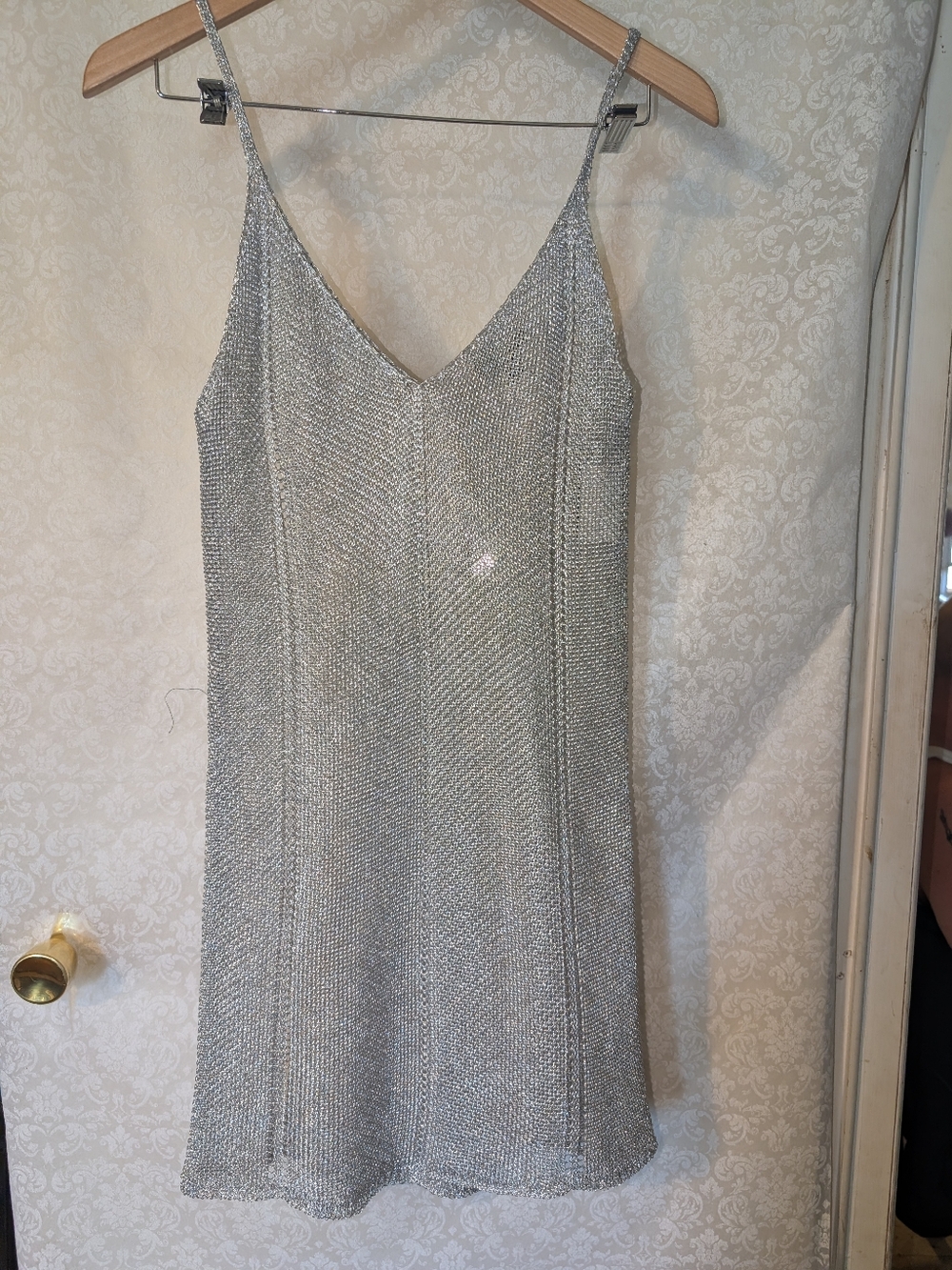 Say What? Sz Small Silver MeshLook Mini Dress